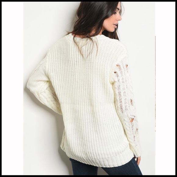 Distressed Sweater in Cream - Picture 2 of 2
